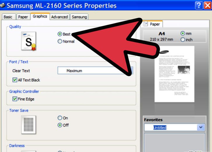 điều chỉnh chất lượng in của máy in Laser
